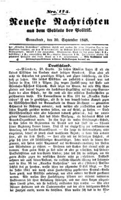 Neueste Nachrichten aus dem Gebiete der Politik Samstag 30. September 1848