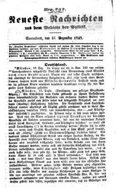 Neueste Nachrichten aus dem Gebiete der Politik (Münchner neueste Nachrichten) Samstag 16. Dezember 1848