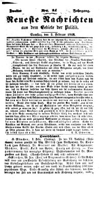 Neueste Nachrichten aus dem Gebiete der Politik (Münchner neueste Nachrichten) Samstag 3. Februar 1849