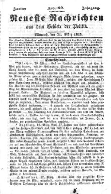 Neueste Nachrichten aus dem Gebiete der Politik (Münchner neueste Nachrichten) Mittwoch 21. März 1849