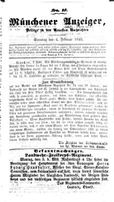 Neueste Nachrichten aus dem Gebiete der Politik (Münchner neueste Nachrichten) Sonntag 4. Februar 1849