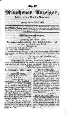 Neueste Nachrichten aus dem Gebiete der Politik (Münchner neueste Nachrichten) Freitag 6. April 1849