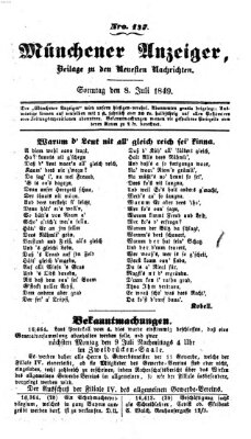 Neueste Nachrichten aus dem Gebiete der Politik (Münchner neueste Nachrichten) Sonntag 8. Juli 1849