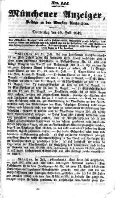 Neueste Nachrichten aus dem Gebiete der Politik Donnerstag 19. Juli 1849