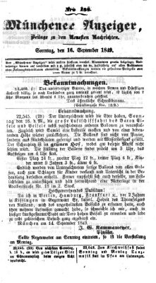 Neueste Nachrichten aus dem Gebiete der Politik (Münchner neueste Nachrichten) Sonntag 16. September 1849