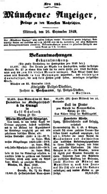 Neueste Nachrichten aus dem Gebiete der Politik (Münchner neueste Nachrichten) Mittwoch 26. September 1849