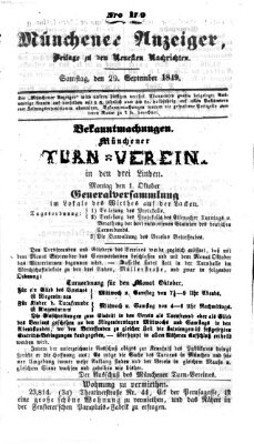 Neueste Nachrichten aus dem Gebiete der Politik (Münchner neueste Nachrichten) Samstag 29. September 1849