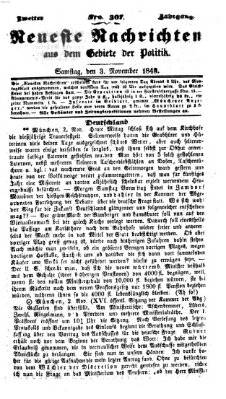 Neueste Nachrichten aus dem Gebiete der Politik (Münchner neueste Nachrichten) Samstag 3. November 1849
