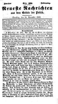 Neueste Nachrichten aus dem Gebiete der Politik (Münchner neueste Nachrichten) Samstag 24. November 1849