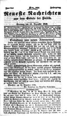 Neueste Nachrichten aus dem Gebiete der Politik (Münchner neueste Nachrichten) Sonntag 23. Dezember 1849