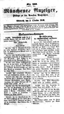 Neueste Nachrichten aus dem Gebiete der Politik (Münchner neueste Nachrichten) Mittwoch 3. Oktober 1849