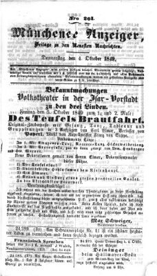 Neueste Nachrichten aus dem Gebiete der Politik (Münchner neueste Nachrichten) Donnerstag 4. Oktober 1849
