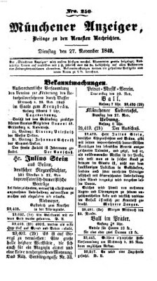 Neueste Nachrichten aus dem Gebiete der Politik (Münchner neueste Nachrichten) Dienstag 27. November 1849