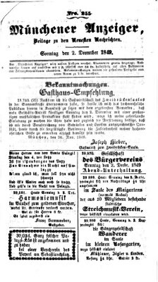 Neueste Nachrichten aus dem Gebiete der Politik (Münchner neueste Nachrichten) Sonntag 2. Dezember 1849