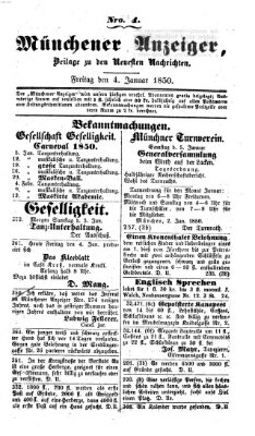 Neueste Nachrichten aus dem Gebiete der Politik (Münchner neueste Nachrichten) Freitag 4. Januar 1850