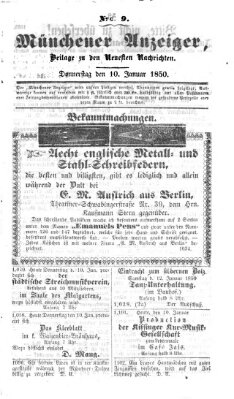 Neueste Nachrichten aus dem Gebiete der Politik (Münchner neueste Nachrichten) Donnerstag 10. Januar 1850
