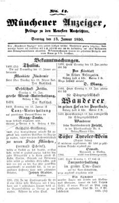 Neueste Nachrichten aus dem Gebiete der Politik (Münchner neueste Nachrichten) Sonntag 13. Januar 1850