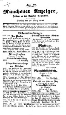 Neueste Nachrichten aus dem Gebiete der Politik (Münchner neueste Nachrichten) Samstag 16. März 1850
