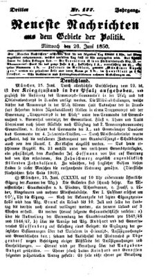 Neueste Nachrichten aus dem Gebiete der Politik (Münchner neueste Nachrichten) Mittwoch 26. Juni 1850