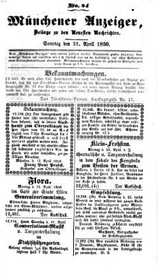 Neueste Nachrichten aus dem Gebiete der Politik (Münchner neueste Nachrichten) Sonntag 21. April 1850