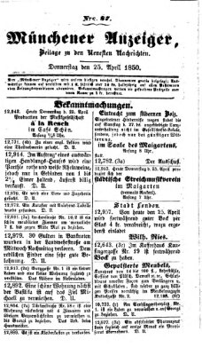 Neueste Nachrichten aus dem Gebiete der Politik (Münchner neueste Nachrichten) Donnerstag 25. April 1850