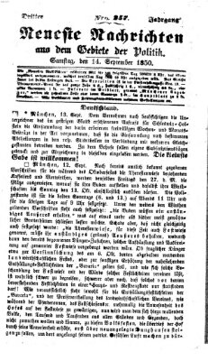 Neueste Nachrichten aus dem Gebiete der Politik (Münchner neueste Nachrichten) Samstag 14. September 1850
