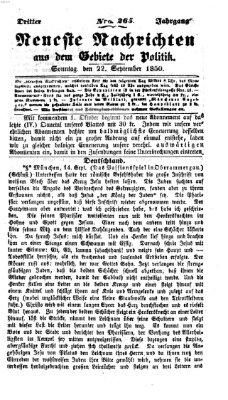 Neueste Nachrichten aus dem Gebiete der Politik (Münchner neueste Nachrichten) Sonntag 22. September 1850