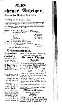 Neueste Nachrichten aus dem Gebiete der Politik (Münchner neueste Nachrichten) Dienstag 6. August 1850