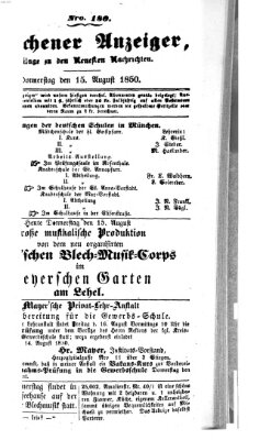 Neueste Nachrichten aus dem Gebiete der Politik (Münchner neueste Nachrichten) Donnerstag 15. August 1850