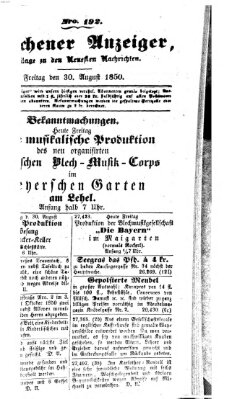 Neueste Nachrichten aus dem Gebiete der Politik (Münchner neueste Nachrichten) Freitag 30. August 1850