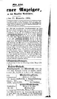 Neueste Nachrichten aus dem Gebiete der Politik (Münchner neueste Nachrichten) Freitag 27. September 1850