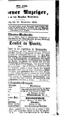 Neueste Nachrichten aus dem Gebiete der Politik (Münchner neueste Nachrichten) Sonntag 29. September 1850