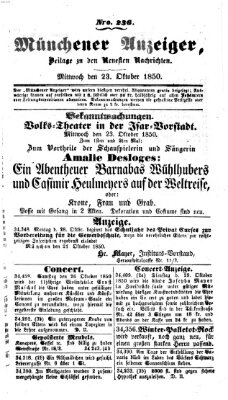 Neueste Nachrichten aus dem Gebiete der Politik (Münchner neueste Nachrichten) Mittwoch 23. Oktober 1850