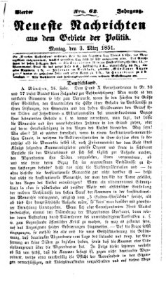 Neueste Nachrichten aus dem Gebiete der Politik (Münchner neueste Nachrichten) Montag 3. März 1851