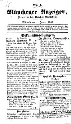 Neueste Nachrichten aus dem Gebiete der Politik (Münchner neueste Nachrichten) Mittwoch 1. Januar 1851