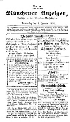 Neueste Nachrichten aus dem Gebiete der Politik (Münchner neueste Nachrichten) Donnerstag 9. Januar 1851
