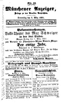 Neueste Nachrichten aus dem Gebiete der Politik (Münchner neueste Nachrichten) Donnerstag 6. März 1851