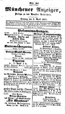 Neueste Nachrichten aus dem Gebiete der Politik (Münchner neueste Nachrichten) Sonntag 6. April 1851