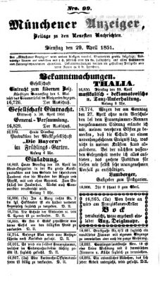 Neueste Nachrichten aus dem Gebiete der Politik (Münchner neueste Nachrichten) Dienstag 29. April 1851