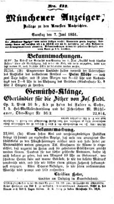 Neueste Nachrichten aus dem Gebiete der Politik (Münchner neueste Nachrichten) Samstag 7. Juni 1851