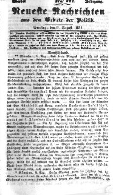 Neueste Nachrichten aus dem Gebiete der Politik (Münchner neueste Nachrichten) Samstag 9. August 1851