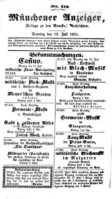 Neueste Nachrichten aus dem Gebiete der Politik (Münchner neueste Nachrichten) Sonntag 13. Juli 1851