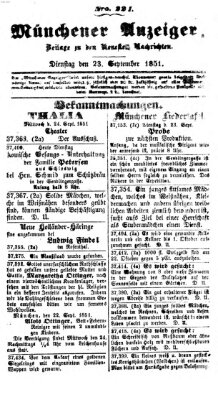 Neueste Nachrichten aus dem Gebiete der Politik (Münchner neueste Nachrichten) Dienstag 23. September 1851
