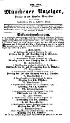 Neueste Nachrichten aus dem Gebiete der Politik (Münchner neueste Nachrichten) Donnerstag 2. Oktober 1851