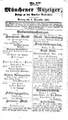 Neueste Nachrichten aus dem Gebiete der Politik (Münchner neueste Nachrichten) Sonntag 2. November 1851