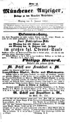 Neueste Nachrichten aus dem Gebiete der Politik (Münchner neueste Nachrichten) Montag 5. Januar 1852