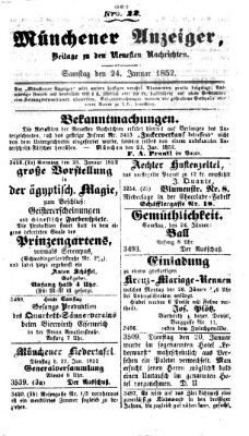 Neueste Nachrichten aus dem Gebiete der Politik (Münchner neueste Nachrichten) Samstag 24. Januar 1852