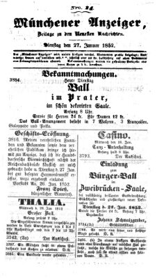 Neueste Nachrichten aus dem Gebiete der Politik (Münchner neueste Nachrichten) Dienstag 27. Januar 1852