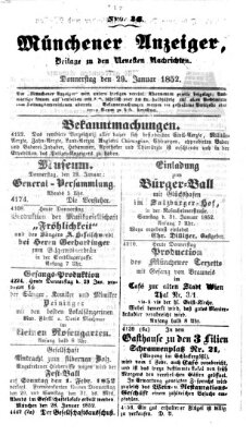 Neueste Nachrichten aus dem Gebiete der Politik (Münchner neueste Nachrichten) Donnerstag 29. Januar 1852