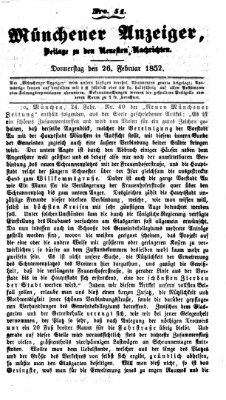 Neueste Nachrichten aus dem Gebiete der Politik (Münchner neueste Nachrichten) Donnerstag 26. Februar 1852
